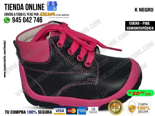 k negro modelo pibe semiortopedico en cuero peruano para tu bebe nina para primeros pasos