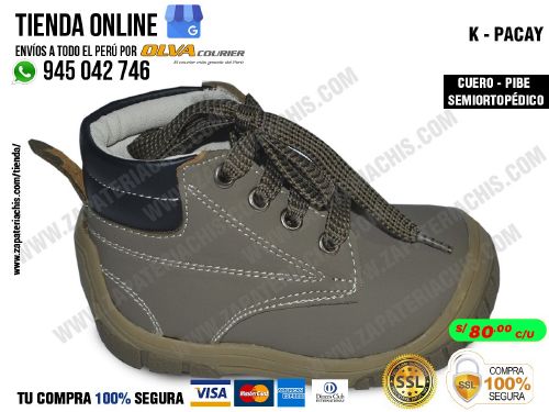 k pacay botin en cuero peruano para bebe nino modelo pibe semiortopedico