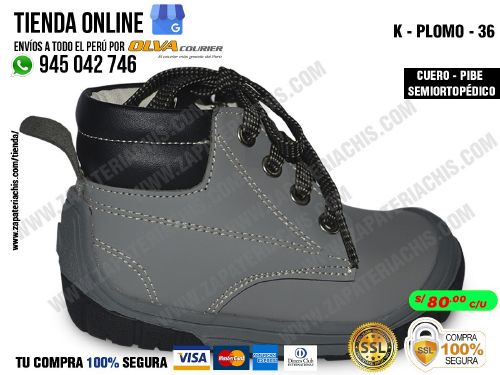 k plomo 36 botin en cuero peruano para bebe nino modelo pibe semiortopedico