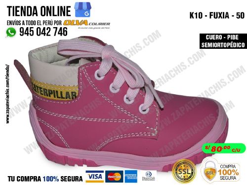 k10 fuxia 50 botin en cuero peruano para bebe nina modelo pibe semiortopedico