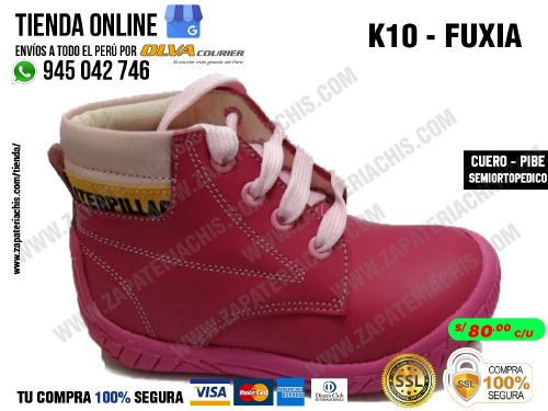 k10 fuxia calzado en cuero para bebe nina