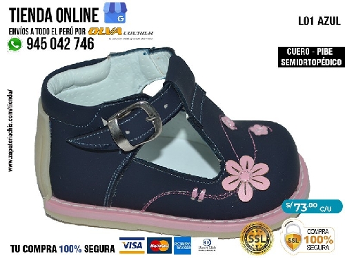 l01 azul zapatos modelos pibe con arco ortopedico en cuero peruano para bebe nina especial primeros pasos