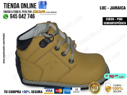 luc jamaica calzado en cuero peruano pibe semiortopedico para bebe
