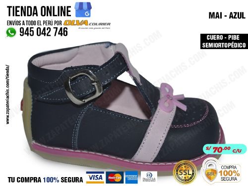 mai azul calzado en cuero peruano pibe semiortopedico para bebe