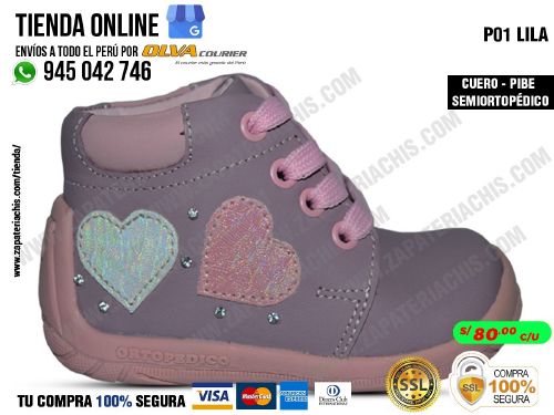 p01 lila botin modelo pibe semiortopedico en cuero peruano para tu bebe nina para primeros pasos