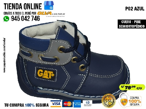 p02 azul zapatos en cuero peruano modelos pibe semiortopedico para tu bebe nino en peru
