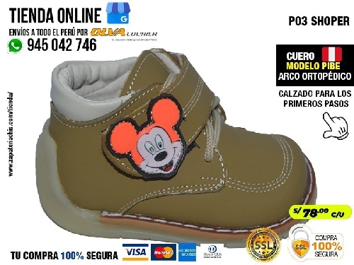 p03 shoper zapatos modelos pibe en cuero peruano con arco formador para tu bebe nino en peru