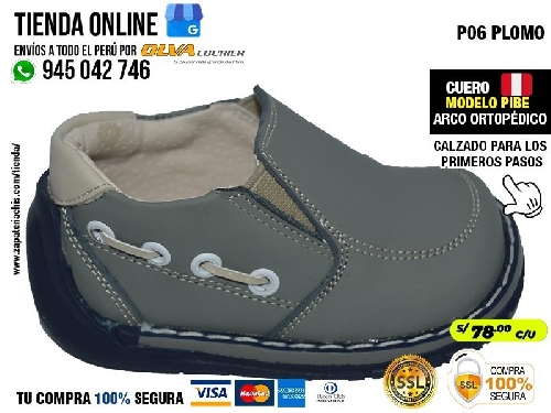 p06 plomo zapatos modelos pibe en cuero peruano con arco formador para tu bebe nino en peru