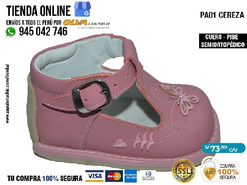 pa01 cereza zapatos modelos pibe con arco ortopedico en cuero peruano para bebe nina especial primeros pasos