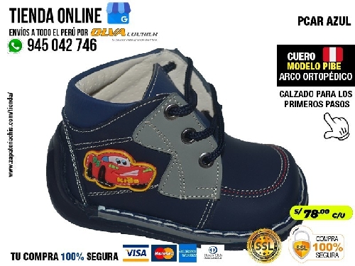 pcar azul zapatos modelos pibe en cuero peruano nacional con arco ortopedico para tu bebe nino en peru