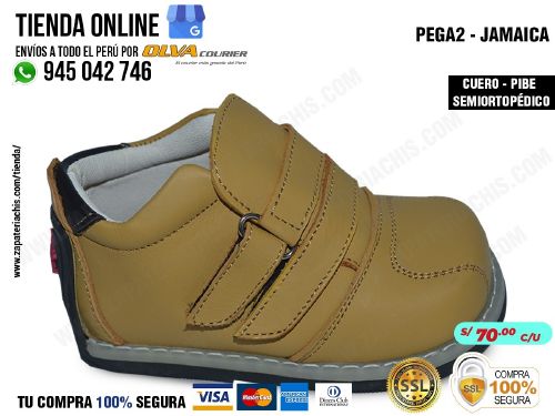 pega2 jamaica calzado en cuero peruano pibe semiortopedico para bebe