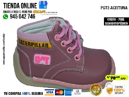 pgt3 aceituna zapatos en cuero peruano modelos pibe semiortopedico para tu bebe nina en peru