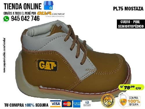 pl75 mostaza zapatos en cuero peruano modelos pibe semiortopedico para tu bebe nino en peru
