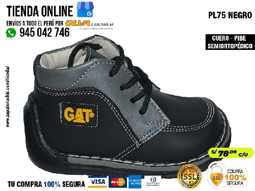 pl75 negro zapatos en cuero peruano modelos pibe semiortopedico para tu bebe nino en peru