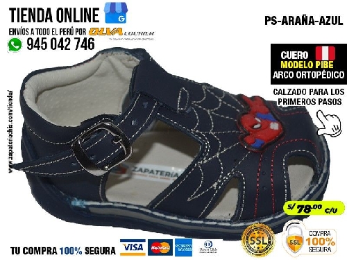 ps arana azul sandalias en cuero peruano modelos pibe semi ortopedico para tu bebe nino en peru