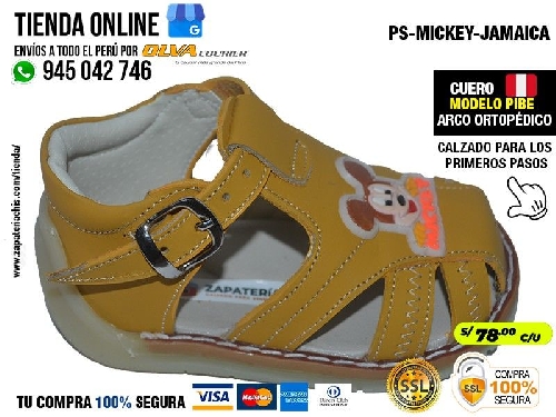 ps mickey jamaica sandalias en cuero peruano modelos pibe semi ortopedico para tu bebe nino en peru