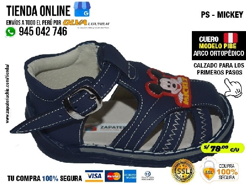 ps mikey azul sandalias modelos pibe en cuero peruano con arco formador para tu bebe nino en peru