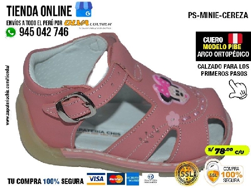 ps minie cereza sandalias en cuero peruano modelos pibe semi ortopedico para tu bebe nina primeros pasos