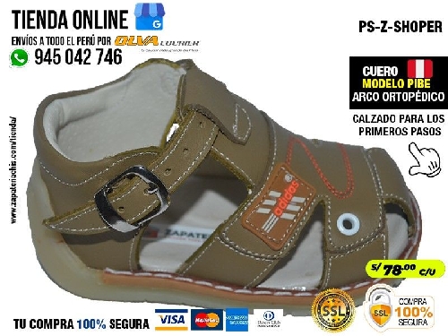 ps z shoper 02 sandalias en cuero peruano modelos pibe semi ortopedico para tu bebe nino en peru