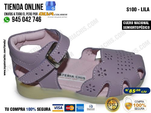 s1 100 lila sandalias en cuero peruano semiortopedico con arco anatomico y formador