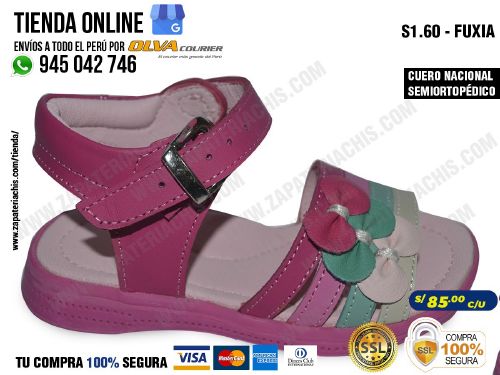 s1 60 fuxia sandalias en cuero peruano semiortopedico con arco anatomico y formador