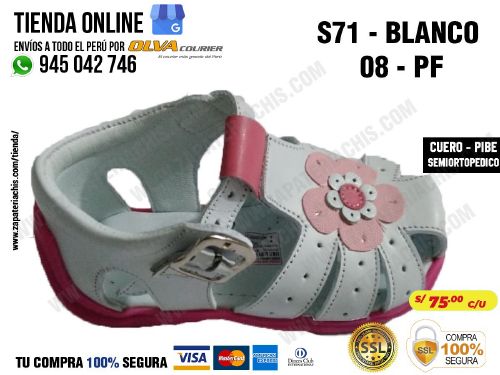 s71 blanco 08 calzado en cuero para bebe nina