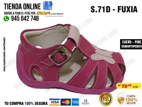 s71d fuxia calzado en cuero para bebe nina