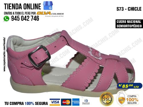 s73 chicle calzado en cuero para nina semiortopedico