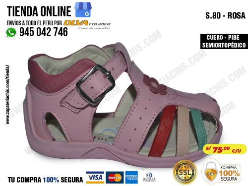 s80 rosa calzado en cuero para bebe nina