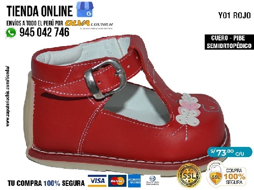 y01 rojo zapatos modelos pibe con arco ortopedico en cuero peruano para bebe nina especial primeros pasos