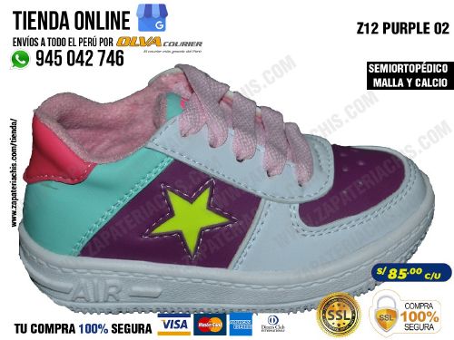 z12 purple 02 zapatillas semiortopedicas en malla y calcio para bebe nina con arco anatomico y formador