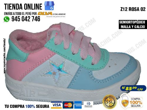 z12 rosa 02 zapatillas semiortopedicas en malla y calcio para bebe nina con arco anatomico y formador