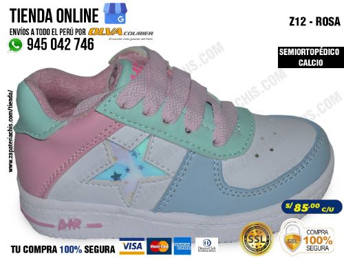z12 rosa zapatillas semiortopedicas en malla y calcio para bebe nina