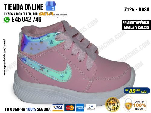 z125 rosado zapatillas semiortopedicas en malla y calcio para bebes ninas