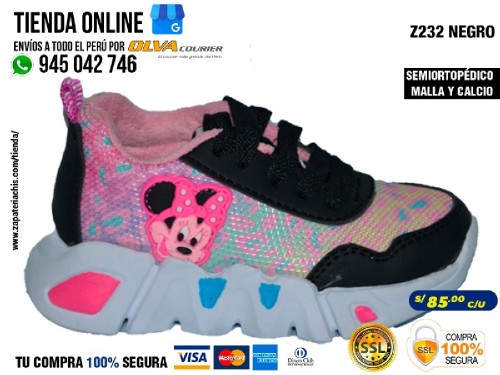 z232 negro zapatillas semiortopedicas en malla y calcio para bebe nina con arco anatomico y formador