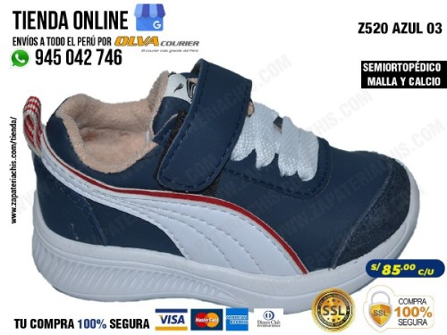 z520 azul 03 zapatillas semiortopedicas en malla y calcio para bebe nino con arco anatomico formador