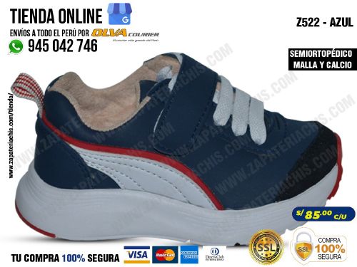 z522 azul zapatillas semiortopedicas en malla y calcio para bebe nino con arco anatomico formador