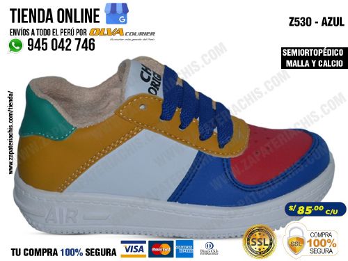 z530 azul zapatillas semiortopedicas en malla y calcio para bebe nino con arco anatomico formador