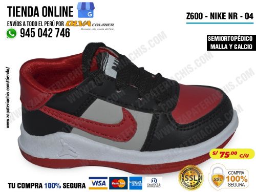 z600 nike nr 04 zapatillas semiortopedico en malla y calcio para bebe nino