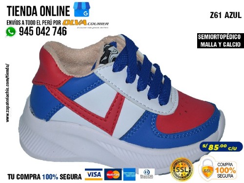 z61 azul zapatillas semiortopedicas en malla y calcio para tu bebe nino con arco anatomico formador