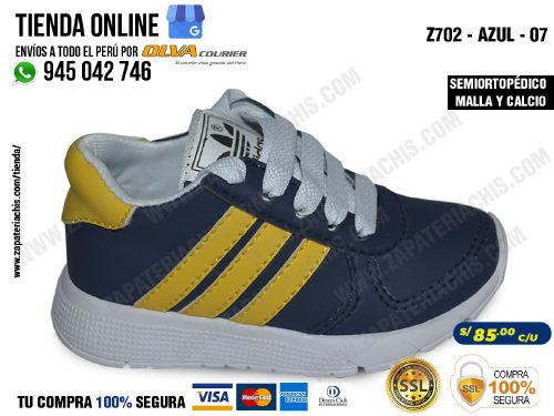z702 azul 07 g zapatillas semiortopedicas en malla y calcio para bebe nino