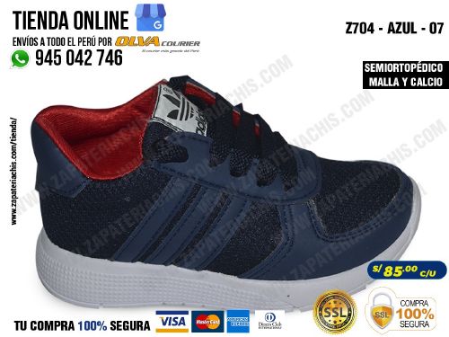 z704 azul 07 g zapatillas semiortopedicas en malla y calcio para bebe nino
