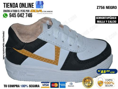 z756 negro zapatillas semiortopedicas en malla y calcio para tu bebe nino con arco anatomico formador