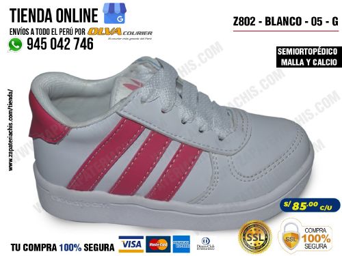 z802 blanco 05 g calzado zapatillas en malla y calcio para bebe nina