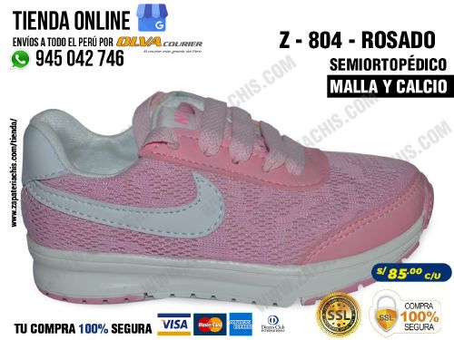 z804 rosado calzado zapatillas en malla y calcio para bebe nina