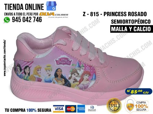 z815 princess rosado calzado zapatillas en malla y calcio para bebe nina