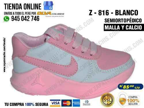 z816 blanco calzado zapatillas en malla y calcio para bebe nina