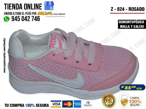 z824 rosado calzado zapatillas en malla y calcio para bebe nina