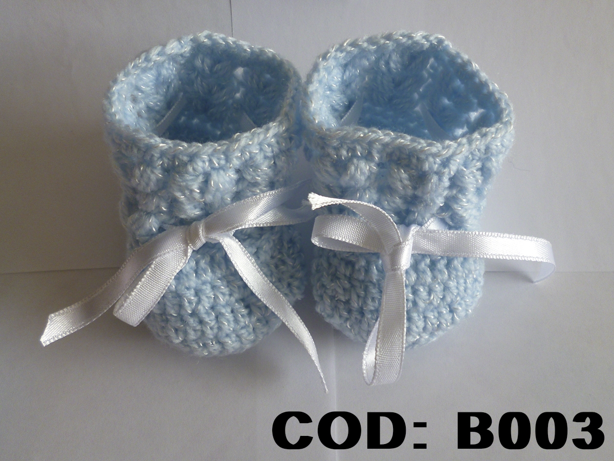 b003 botines celeste lana con lazo lana bebe antialergicos
