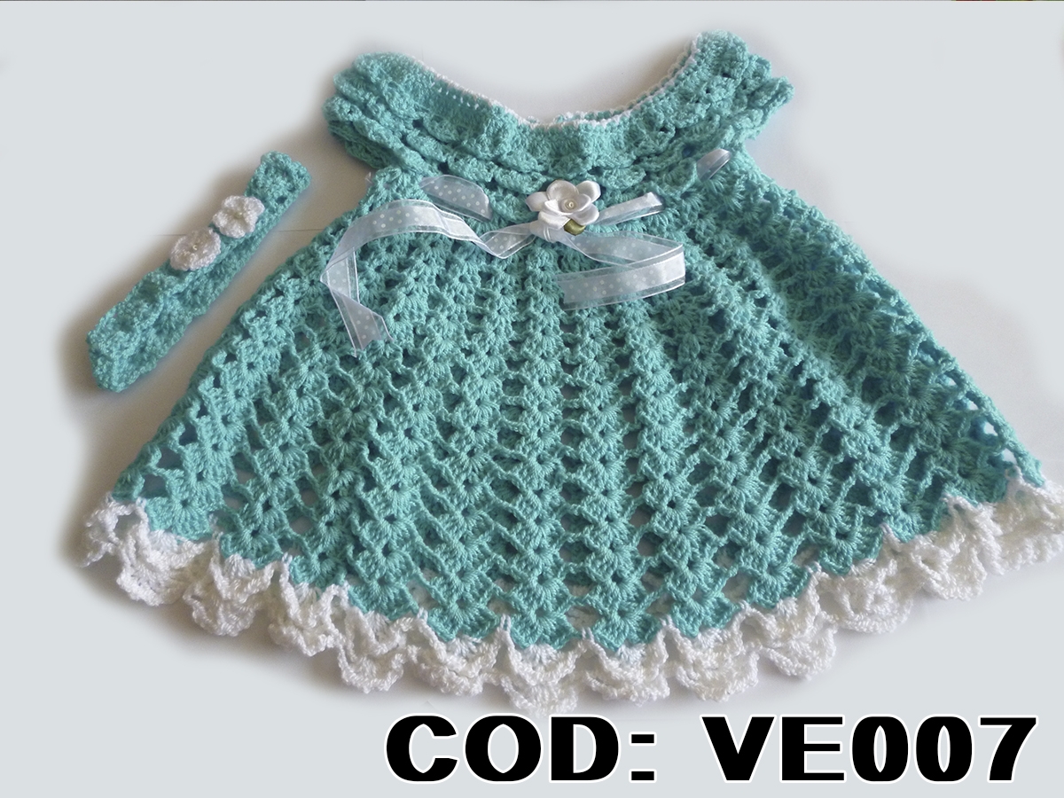 ve007 vestido turqueza con blanco en hilo